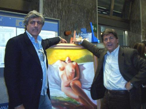 Il pittore assieme a Martufello per Telethon